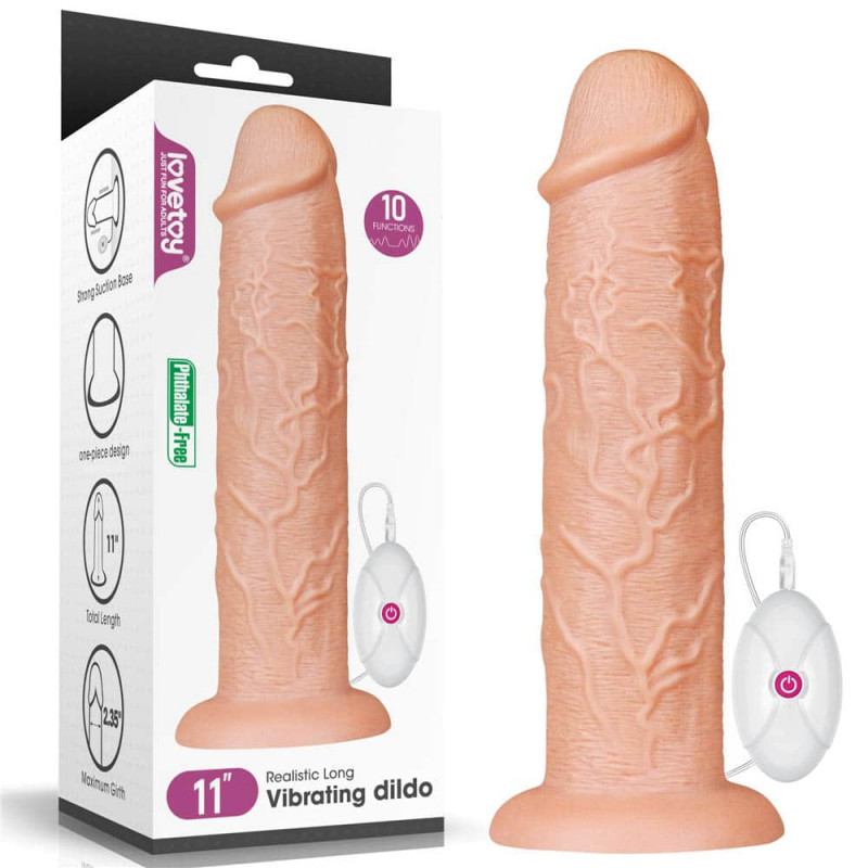  Realistic Long Vibrating Dildo Flesh 11'' 