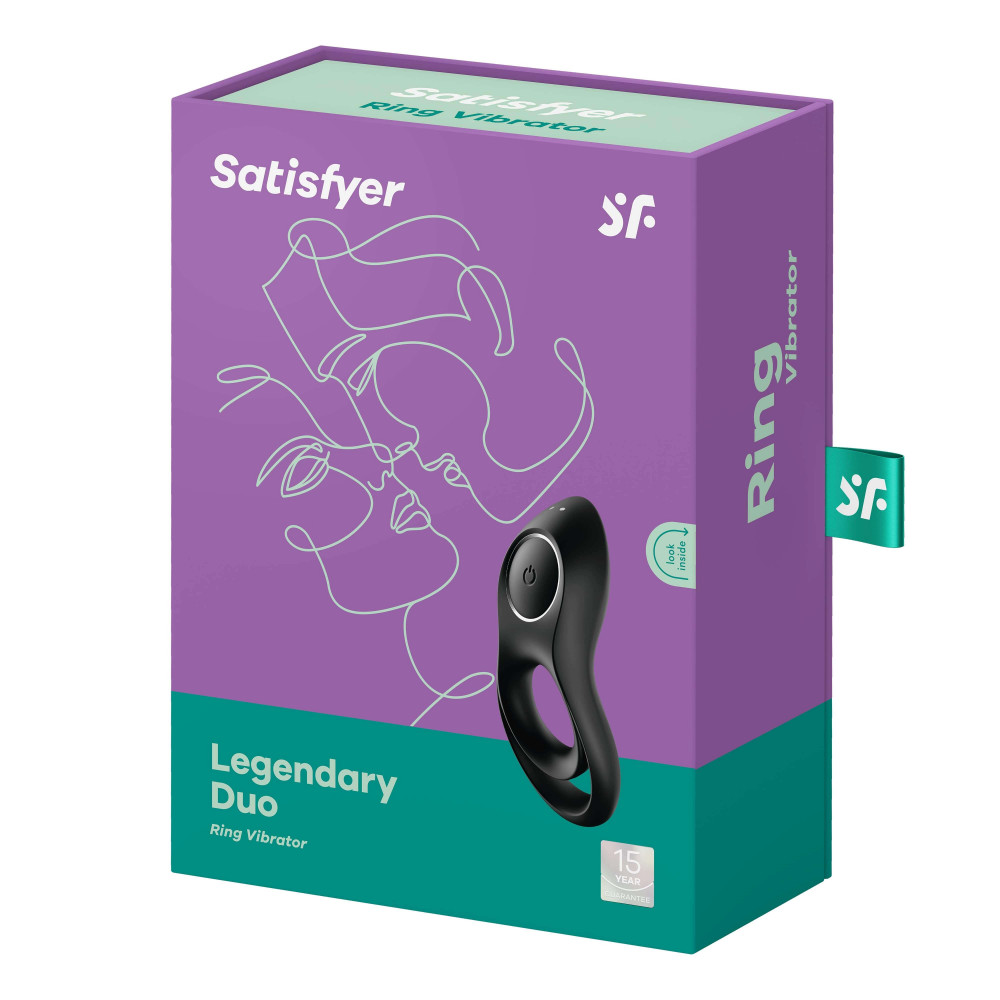 SATISFYER LEGENDARY DUO - AKKUS, VÍZÁLLÓ, VIBRÁCIÓS PÉNISZGYŰRŰ (FEKETE)