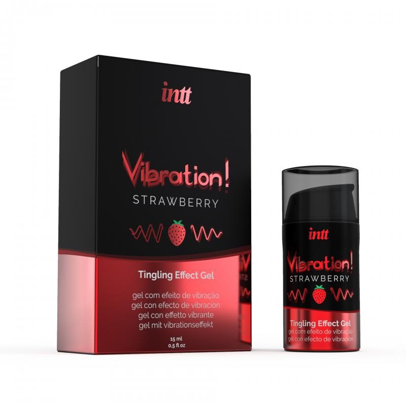 INTT VIBRATION STRAWBERRY EPRES FOLYÉKONY VIBRÁTOR GÉL 15ML