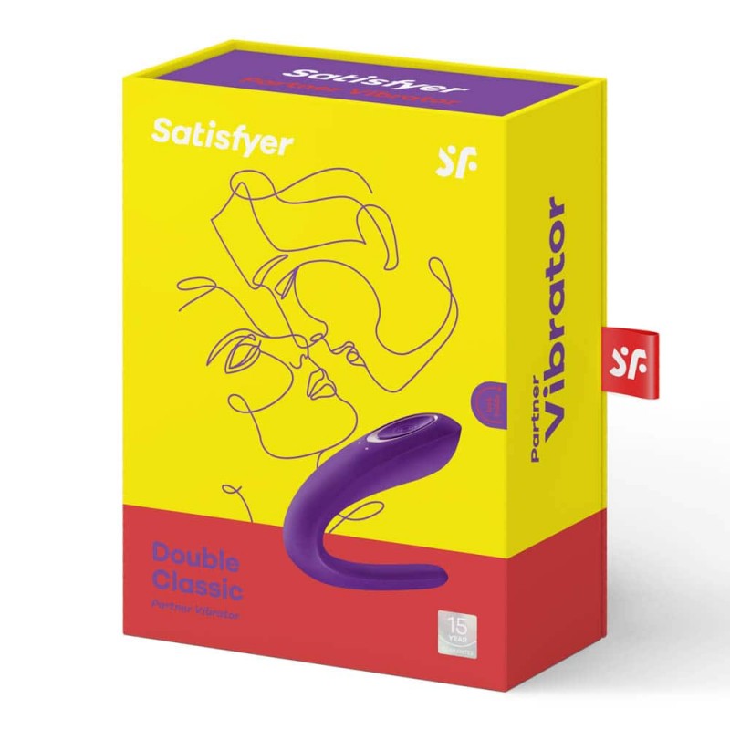 Satisfyer Double Classic - vízálló, akkus párvibrátor (lila) 