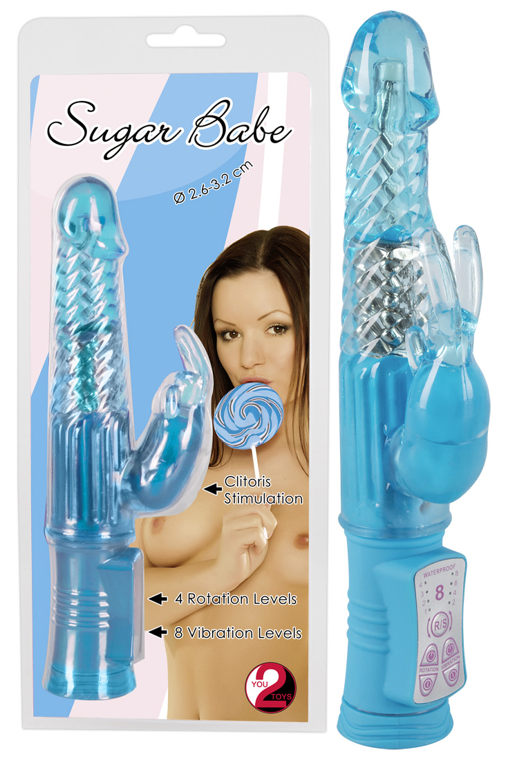 Sugar Babe - gyöngyös, nyuszis vibrátor (kék)