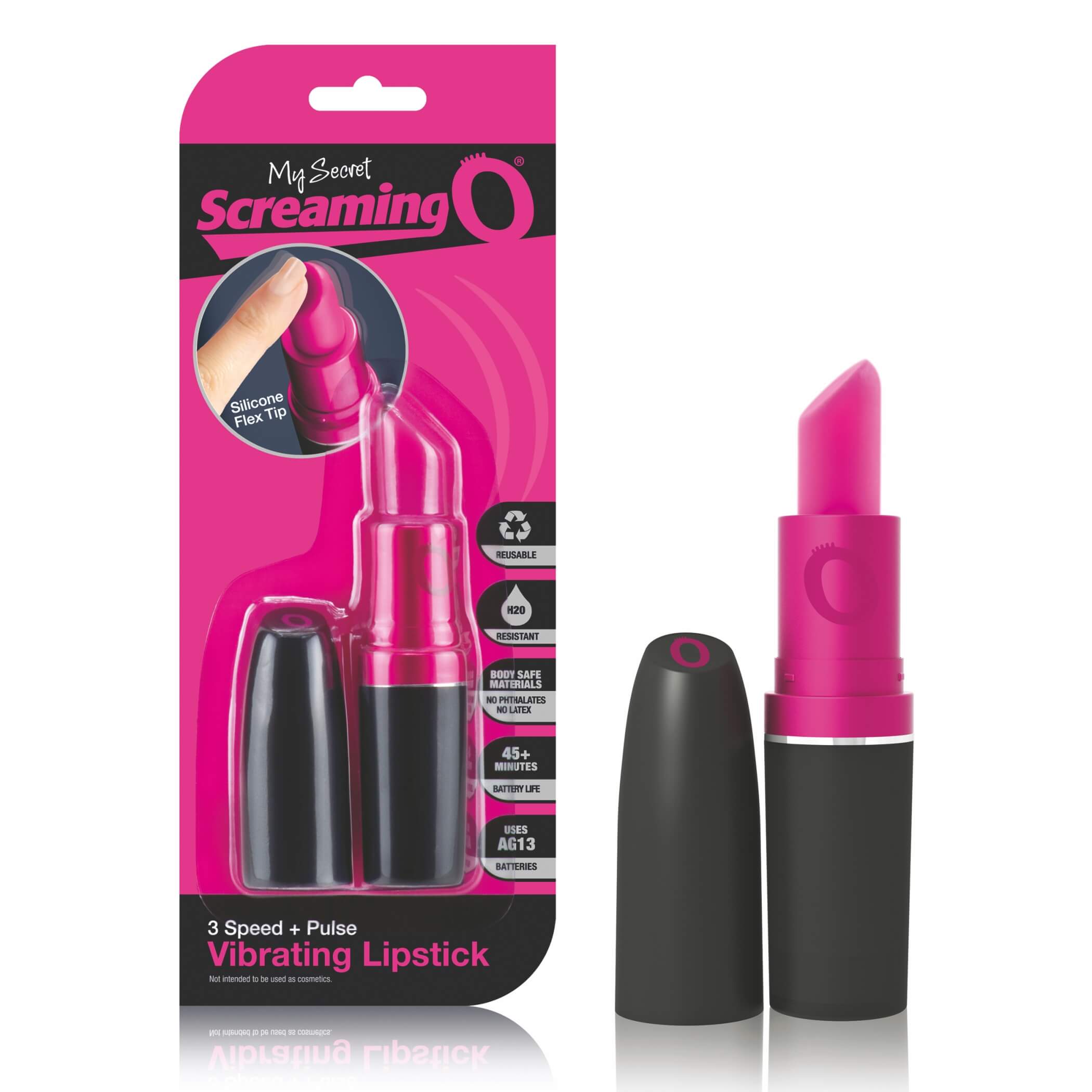 Screaming Lipstick - rúzs vibrátor (fekete-pink)