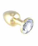 Rimba gold metal small butt plug - fehér kristály