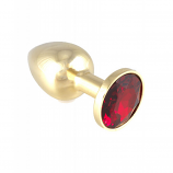 Rimba gold metal small butt plug - piros kristály