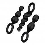 Satisfyer Plugs - anál dildó szett - fekete (3 részes)