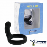 MANZZZ Rollie - péniszgyűrű gátstimulálóval (fekete)