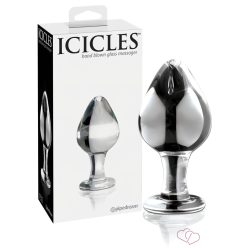 Icicles No. 25 - kúpos, üveg anál plug (átlátszó) - 2
