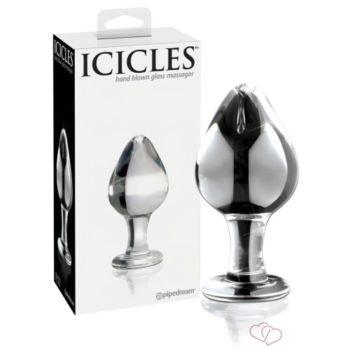 Icicles No. 25 - kúpos, üveg anál plug (átlátszó) - 2