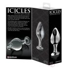 Icicles No. 25 - kúpos, üveg anál plug (átlátszó) - 3