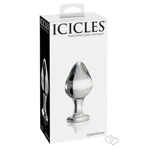 Icicles No. 25 - kúpos, üveg anál plug (átlátszó) - 4