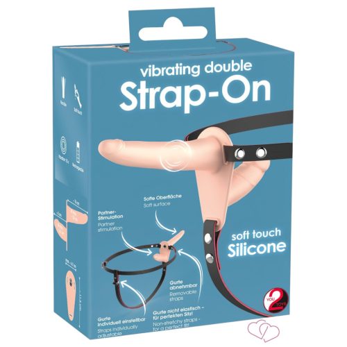 You2Toys - Strap-On - felcsatolható dupla vibrátor (testszínű)
