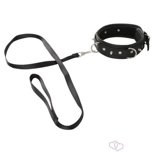 Vegan Fetish - szegecses nyakörv és póráz, bondage szett (fekete) - 3