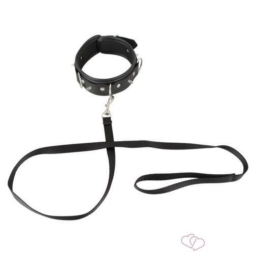 Vegan Fetish - szegecses nyakörv és póráz, bondage szett (fekete) - 4