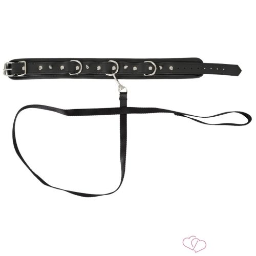 Vegan Fetish - szegecses nyakörv és póráz, bondage szett (fekete) - 5