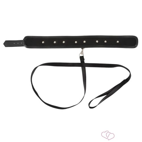 Vegan Fetish - szegecses nyakörv és póráz, bondage szett (fekete) - 6