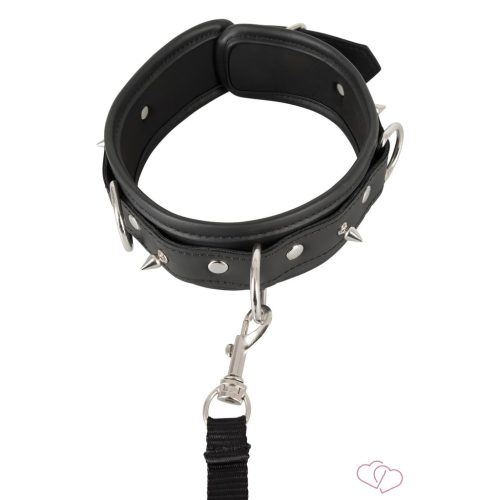 Vegan Fetish - szegecses nyakörv és póráz, bondage szett (fekete) - 7