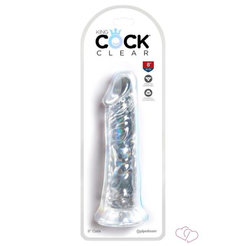 King Cock Clear 8 - tapadókorongos, nagy dildó (20cm) - Dildók
