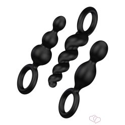 Satisfyer Plugs - anál dildó szett - fekete (3 részes) - Dildók