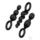Satisfyer Plugs - anál dildó szett - fekete (3 részes) - Dildók