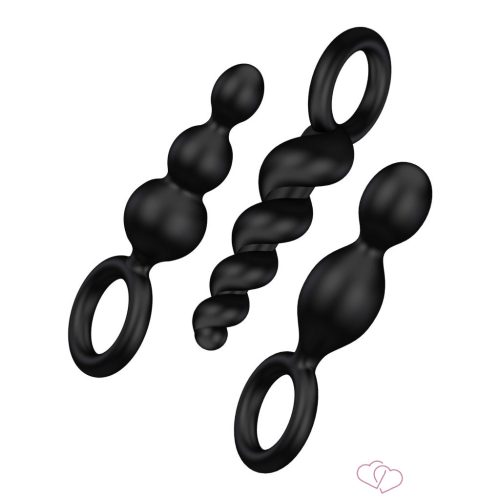 Satisfyer Plugs - anál dildó szett - fekete (3 részes) - Dildók