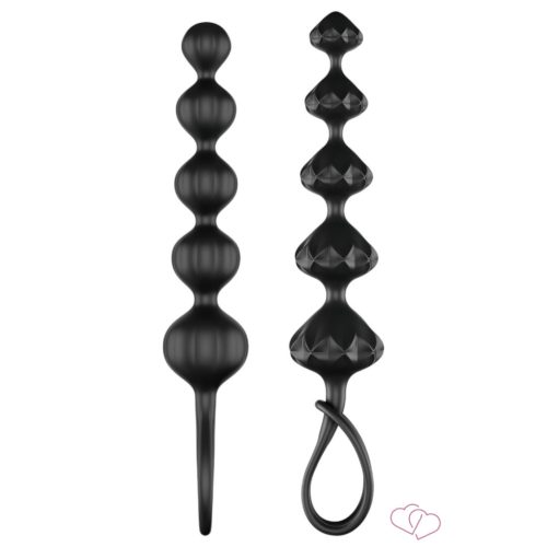 Satisfyer Love Beads - gyöngyös anál dildó szett (fekete) - OUTLET