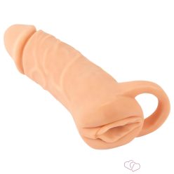   Nature Skin - péniszköpeny és műpunci - 18 cm (testszínű)
