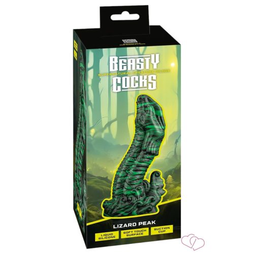 Beasty Cocks Lizard Peak - gyík pénisz dildó (zöld-fekete) - Dildók