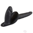 Felcsatolható, szilikon dildó-duó (fekete) - Felcsatolható játékszerek (strap-on)