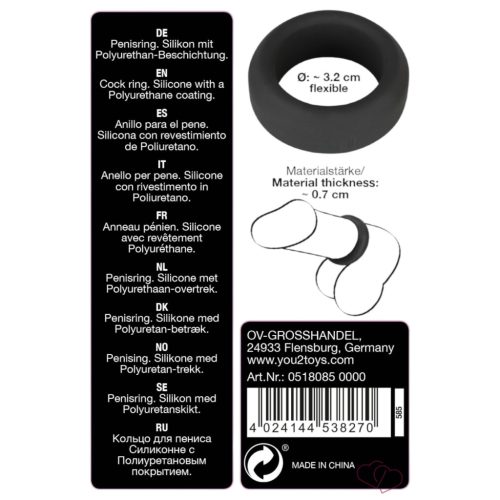 Black Velvet - vastagfalú péniszgyűrű (3,2cm) - fekete - Férfi termékek