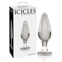 Icicles No. 26 - kúpos, üveg anál dildó (áttetsző) - Anális termékek