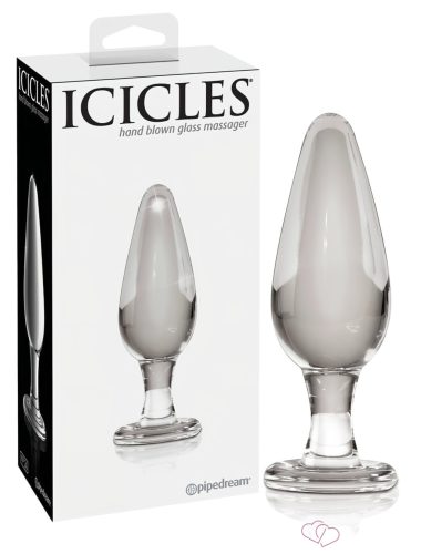 Icicles No. 26 - kúpos, üveg anál dildó (áttetsző) - Anális termékek
