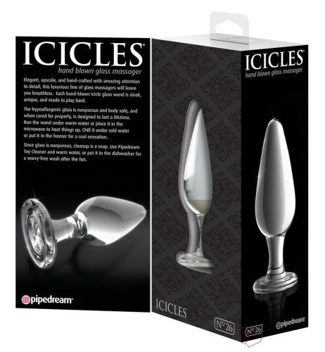 Icicles No. 26 - kúpos, üveg anál dildó (áttetsző) - Anális termékek