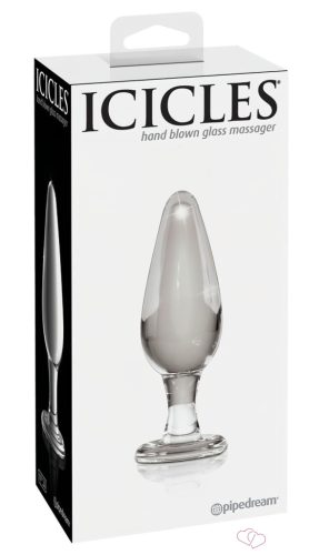 Icicles No. 26 - kúpos, üveg anál dildó (áttetsző) - Anális termékek