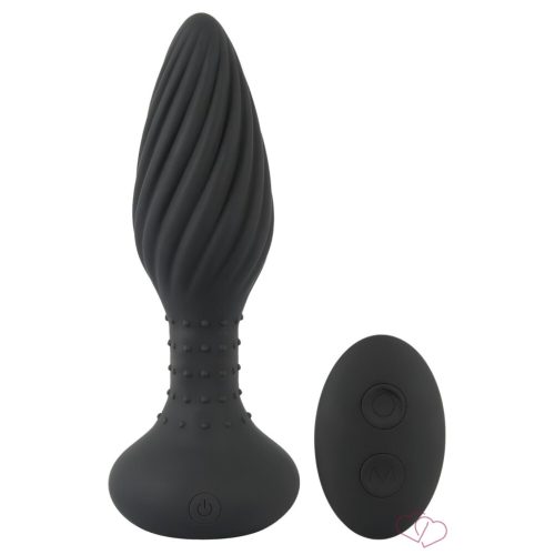 ANOS - forgó gyöngyös anál vibrátor (fekete) - OUTLET