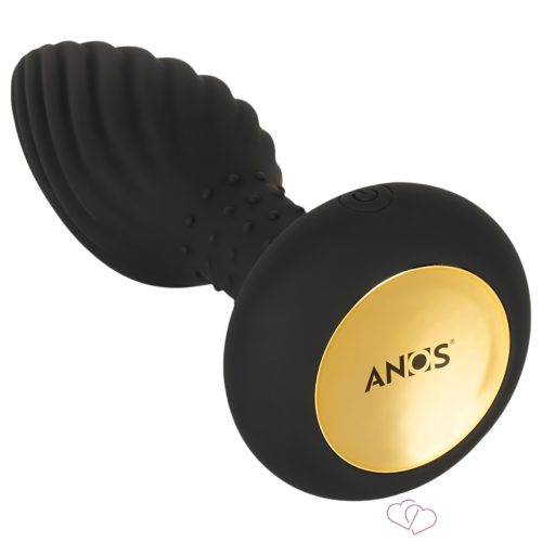 ANOS - forgó gyöngyös anál vibrátor (fekete) - OUTLET