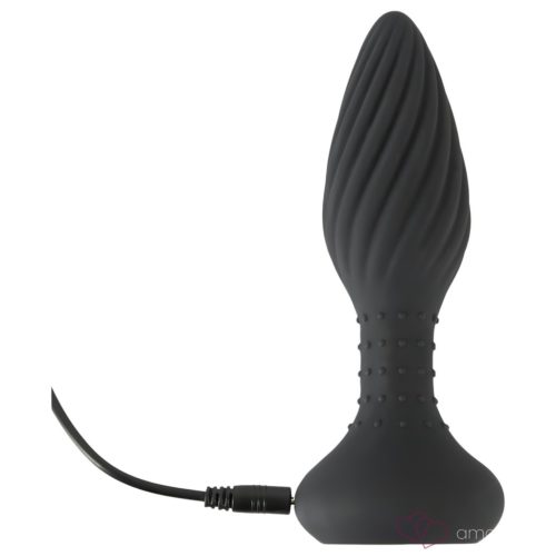 ANOS - forgó gyöngyös anál vibrátor (fekete) - OUTLET
