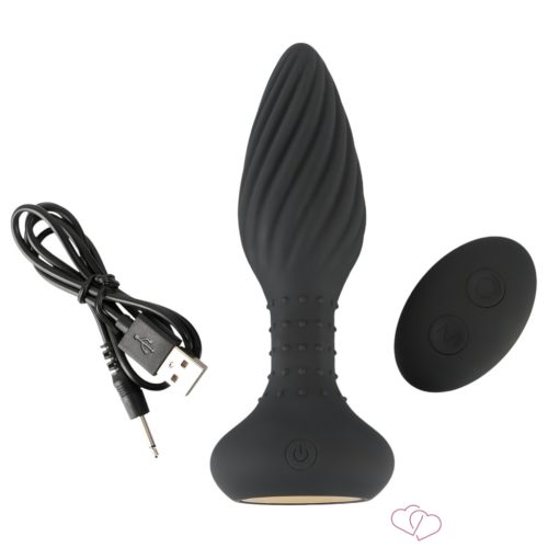 ANOS - forgó gyöngyös anál vibrátor (fekete) - OUTLET