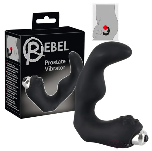 Rebel - hajlított prosztata vibrátor (fekete) - Anális termékek