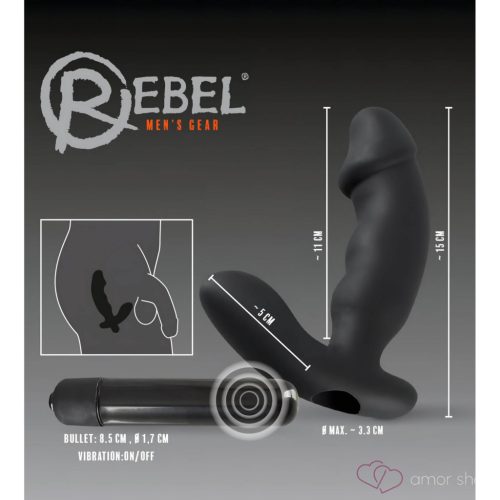 Rebel - péniszes prosztata vibrátor (fekete) - OUTLET