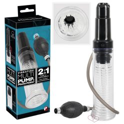 2in1 - péniszpumpa és masztubátor egyben (áttetsző) - Férfi termékek