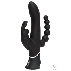 Happyrabbit Triple - AKKUS Csikló-És Análkaros Vibrátor (Fekete) - Vibrátorok