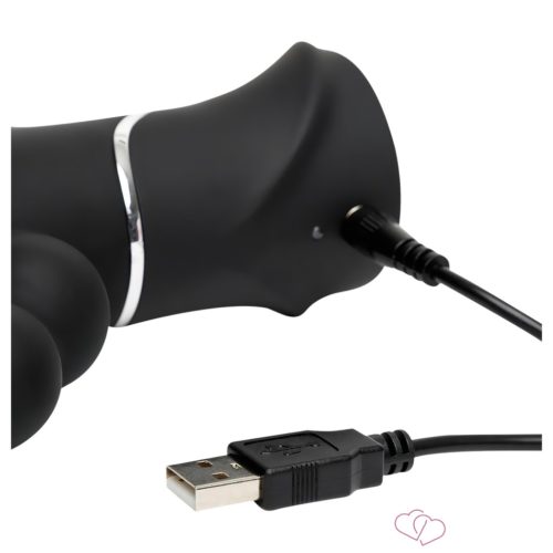 Happyrabbit Triple - AKKUS Csikló-És Análkaros Vibrátor (Fekete) - Vibrátorok