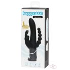 Happyrabbit Triple - AKKUS Csikló-És Análkaros Vibrátor (Fekete) - Vibrátorok