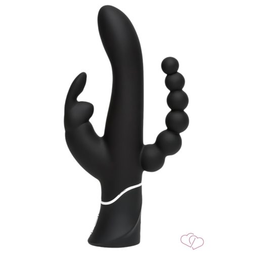 Happyrabbit Triple - AKKUS Csikló-És Análkaros Vibrátor (Fekete) - Vibrátorok