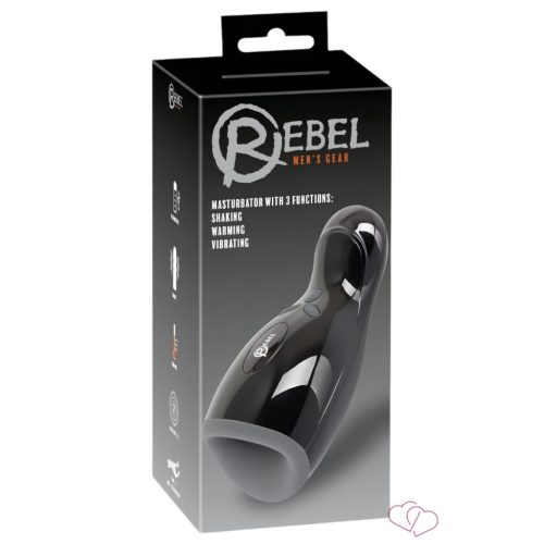Rebel - fűthető, vibráló, fel-le mozgó maszturbátor (fekete) - Férfi termékek