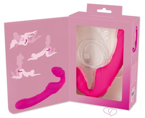Double2Teaser - tartópánt nélküli felcsatolható vibrátor (pink) - Felcsatolható játékszerek (strap-on)