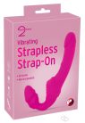 Double2Teaser - tartópánt nélküli felcsatolható vibrátor (pink) - Felcsatolható játékszerek (strap-on)