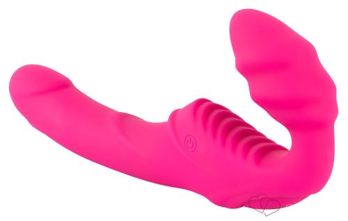 Double2Teaser - tartópánt nélküli felcsatolható vibrátor (pink) - Felcsatolható játékszerek (strap-on)