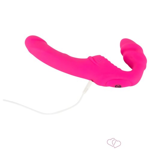 Double2Teaser - tartópánt nélküli felcsatolható vibrátor (pink) - Felcsatolható játékszerek (strap-on)