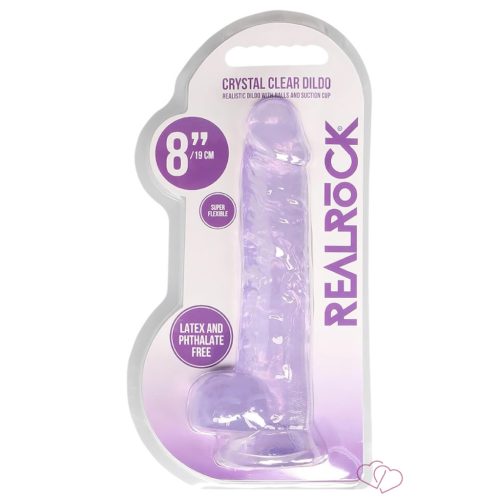 RealRock - átlátszó élethű dildó - lila (19cm) - Dildók